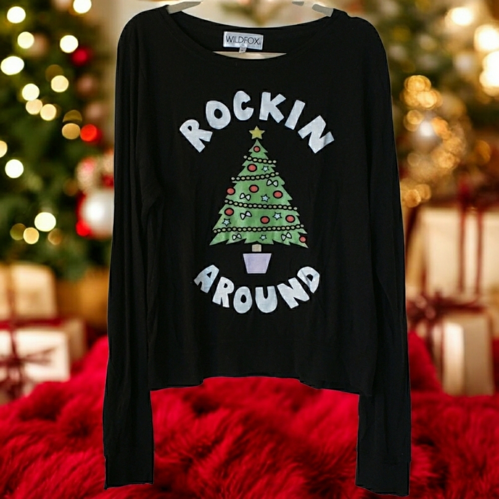 Wildfox 'ROCKING AROUND' Holiday / Christmas Sweatshirt (L)